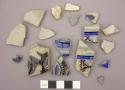 Stoneware, salt glazed, Rhenish, Westerwald; body sherds, cobalt and manganese design