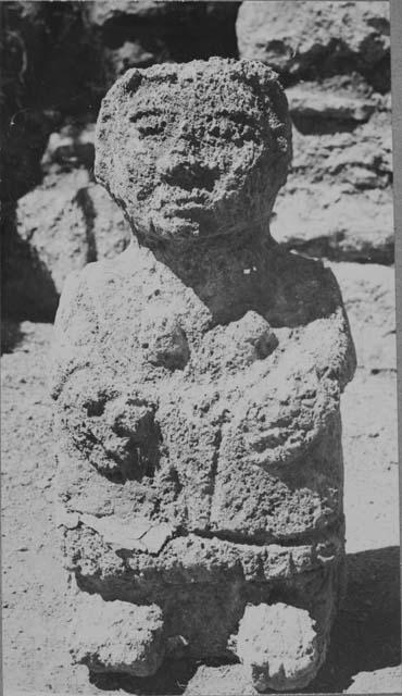 Str. Q-214. Stone idol from Shrine Room in stairway