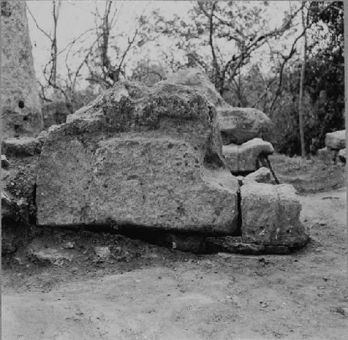 North serpent column head at Structure Q218