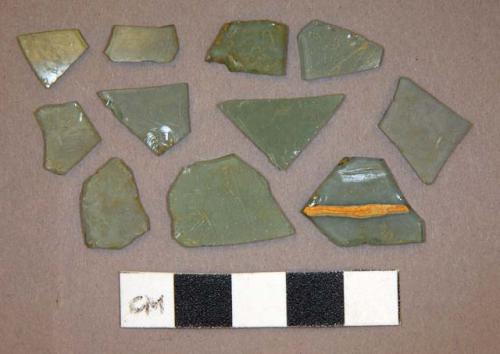 Glass, flat, window, green fragments