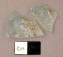 Glass, partial vessel, aqua fragments of curved glass