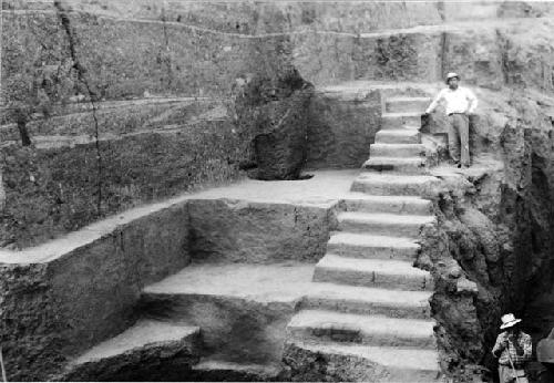 Structure 3 stairway, with terraces and floors. Mound E-III-3