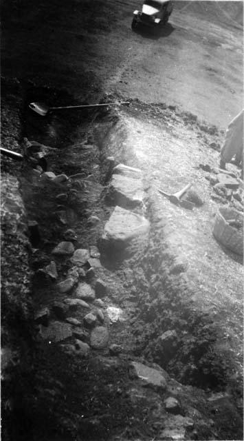 East end of trench 1 with stone fill, Mound D-III-13