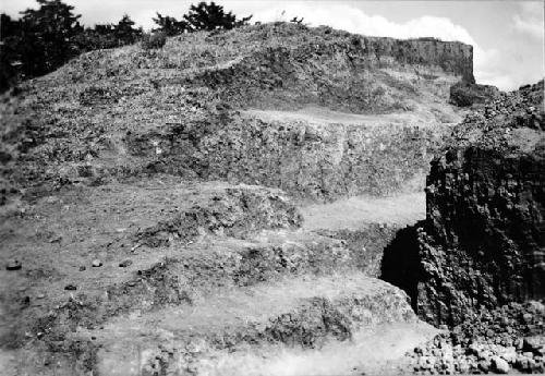 Mound C-III-10; Southeast corner. Stairway and terraces