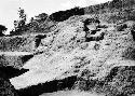 Close-up of ramp or stairway and terraces of adobe structure, Mound C-III-10