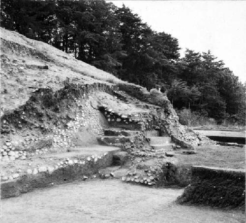 Mound B- Junction of Platform I, basal step, 1st terrace wall, north stairwall