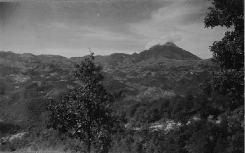 View looking South-West to Village of Tejutla and Volcan Tajumulco