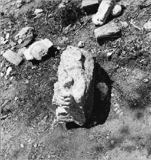 Amorphous sculpture located at the base of the east side of Q58