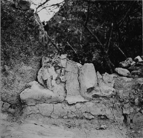 Stucco decoration of north serpent column at Structure Q159