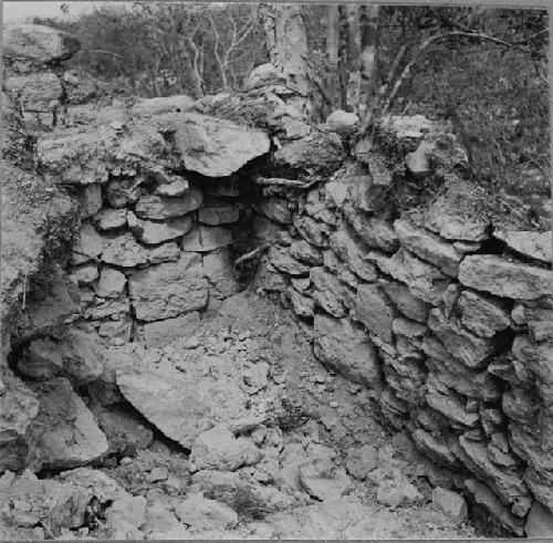 Inner wall masonry of buried temple at Structure Q218