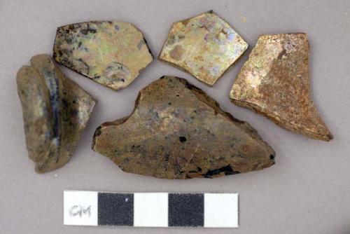 Glass, brown bottle glass, thick fragments