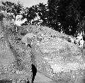 Mound B- South penetrating trench and remains of structures