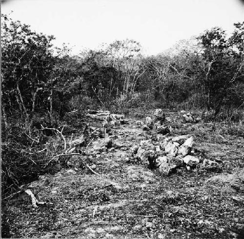 Group K-52, looking south at pre-conquest lane leading to stairway on south side