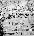 Temple stairway during excavation, Str.Q - 82. View from East