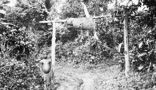 Medicine over path at village entrance