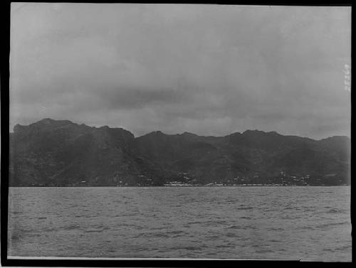 View of water and mountainous coastline