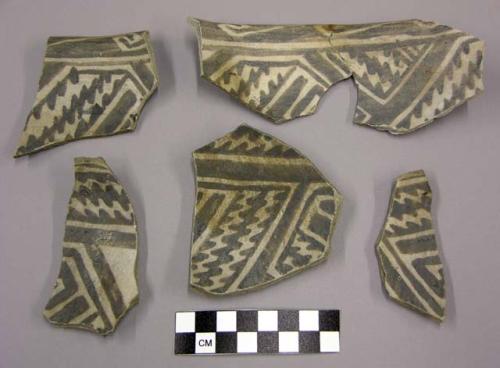 Pot sherds, one dish