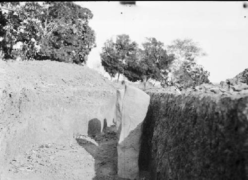 Stone columns in trench 9, stones 1 and 2, looking east