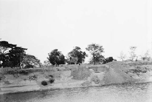 East river bank showing water levels in relation to trench 7