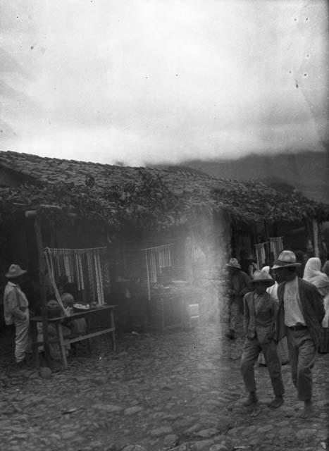 Roadside merchants selling wares