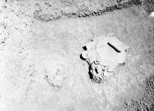 Excavation 3-31; Grave 3B showing exposed pottery deposit