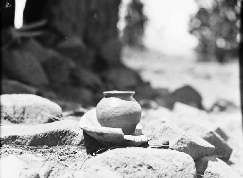 Pottery jar drying in the sun, house of Lorenzo