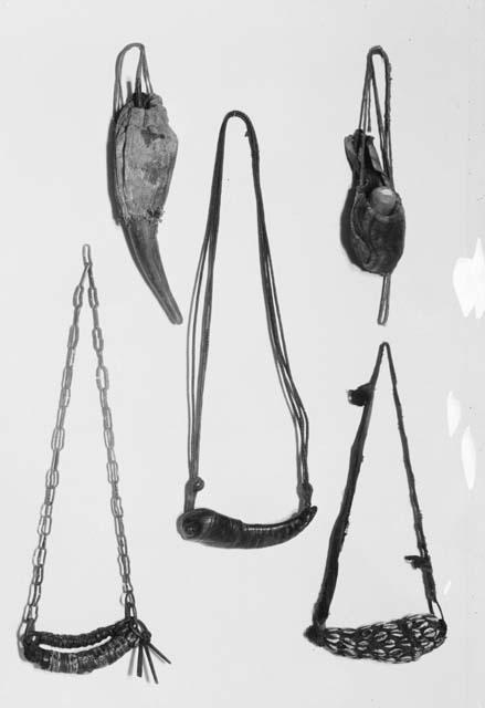 Medicine bundle, leather belt with horn, horn filled with medicine, war charm