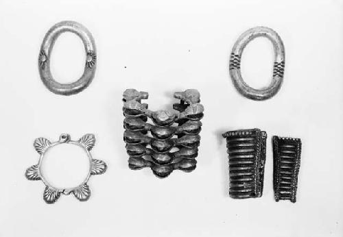 Brass anklets, brass cuff in two sections