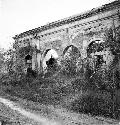 Ruins of Henequen hacienda, built on and from archaeological mounds in vicinity.