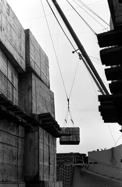 Unloading freight at shipyard