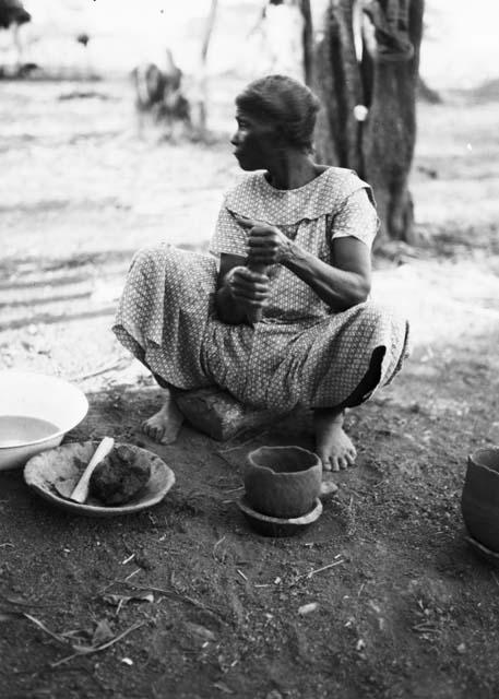 Pottery making, making clay roll