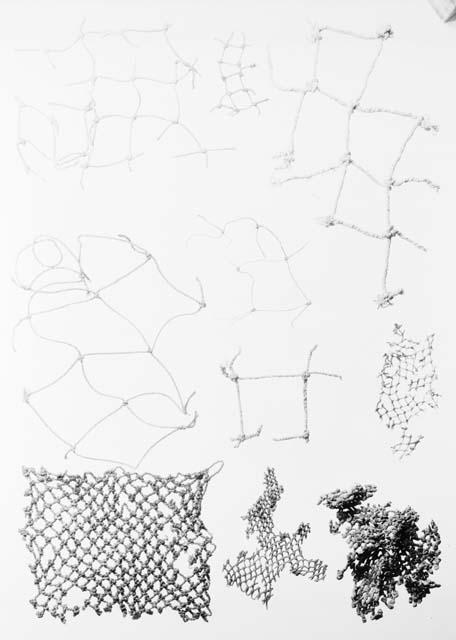 Netting, illustrating size of mesh and cordage