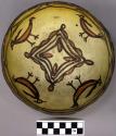 Bowl, polacca polychrome style c. int: animal & plant design; ext: slipped, no d