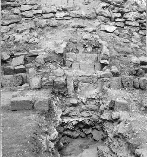 Str. Q-126, West excavations of stairway and shrine.