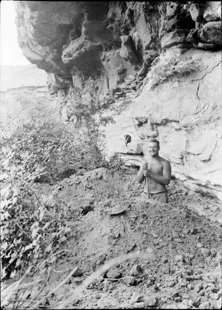 Crew Member Posed With Shovel