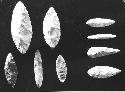 Flint: Leaf blades Class E-7 and miniature knives Class E-13, a   cat #  55-82;