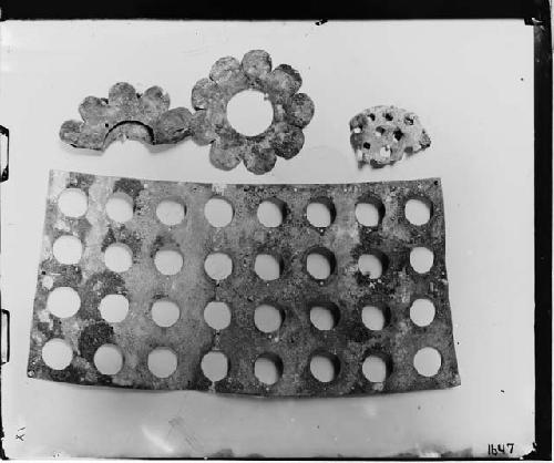 Perforated copper plates from altar of mound 3