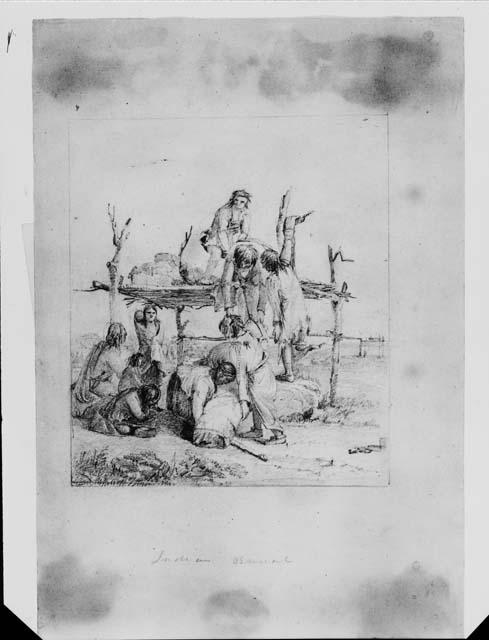 Indian Burial, Pencil Sketch by Seth Eastman