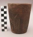 Carved wooden cup, incised decoration