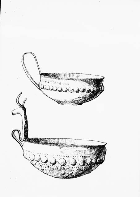 Bronze bowls prototype of animal handled vase in central and northern Europe