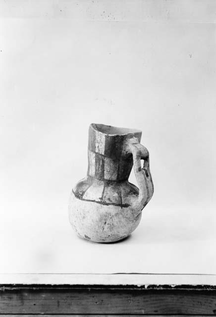 Mancos black on white pottery pitcher from Pueblo II horizon, site 8