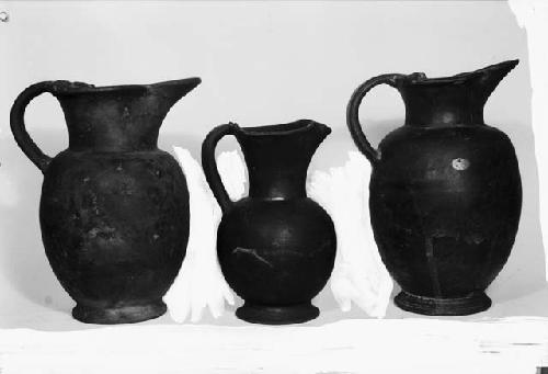 Three Etruscan pottery vessels