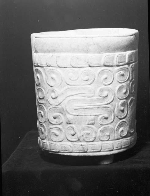 Marble vase, carved scroll design