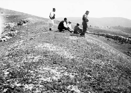 Inner walls detail?, facing southwest; Hill fortification site. Fewkes in photo