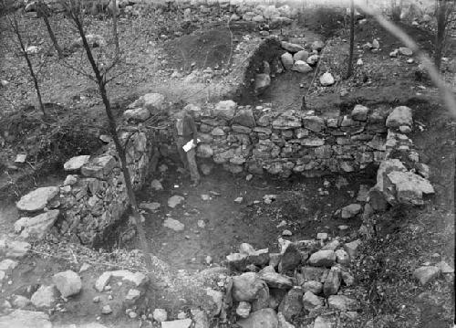 Cellar hole (Structure 1) from above and Southwest