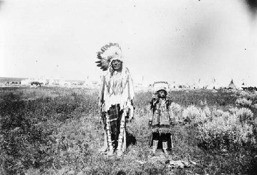 Shell on the Neck and son, Crow Indians