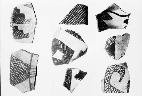 Potsherds showing variation in the use of hatching from Pueblo II levels