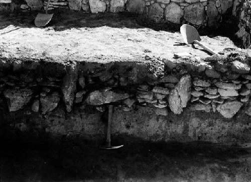 View of excavation showing artifacts