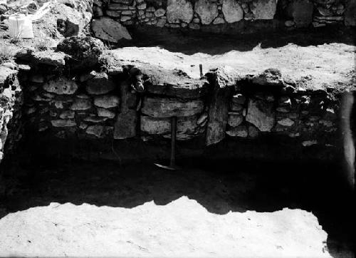 View of excavation showing artifacts