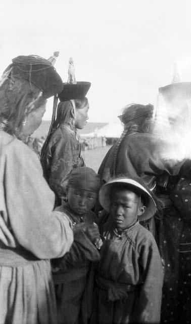 Women and children spectators at wrestling tournament